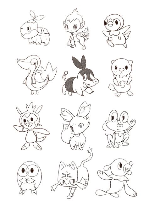 Pokemon Starters Colouring Pages