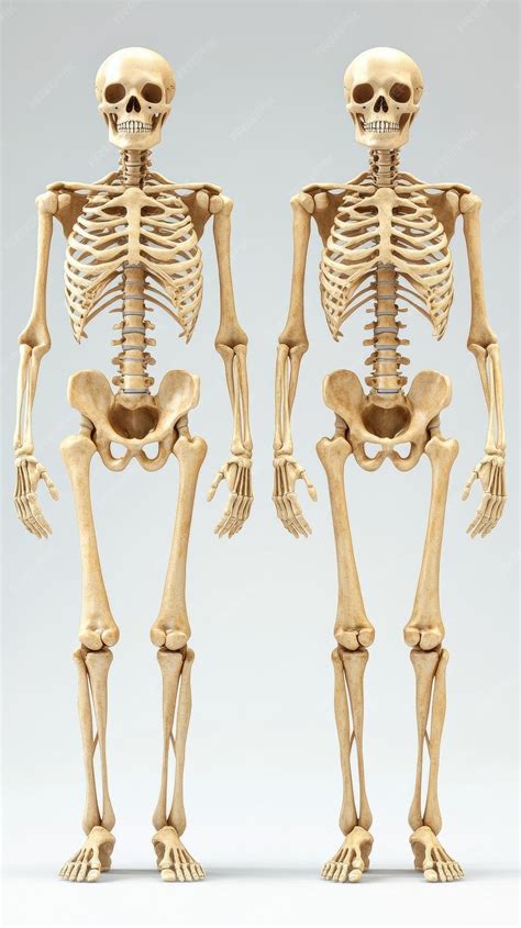 Human Skeleton Anatomy Full Body View of Male and Female Skeletons | Premium AI-generated image