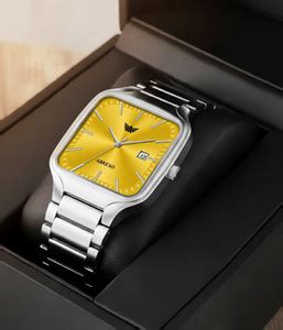 ABREXO Abx8873-Yellow Dial Date Watch ABREXO, Trending Square Silver ...