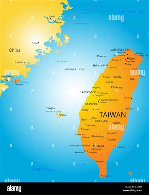 Vector color map of Taiwan Stock Photo - Alamy