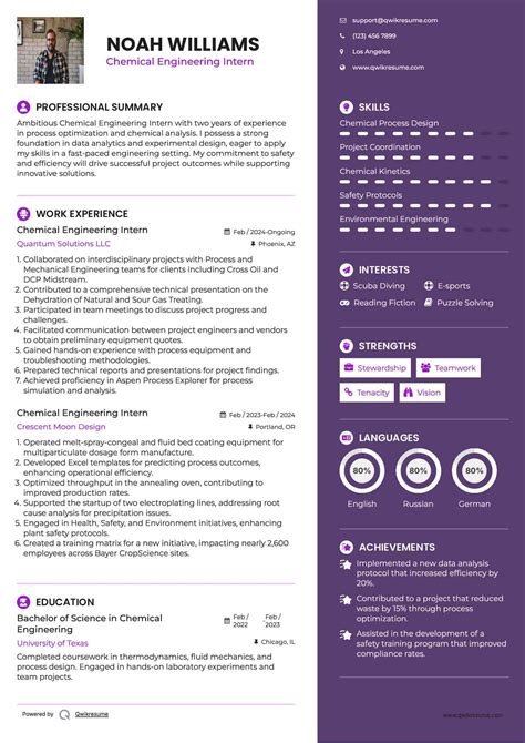 10+ Chemical Engineering Intern Resume Samples & Templates for 2025