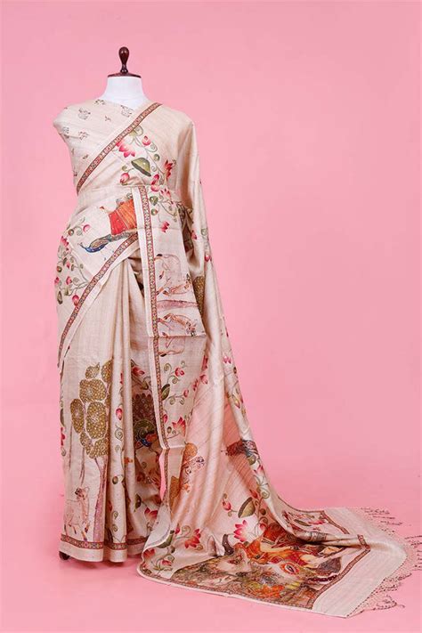 Exclusive Offer | Buy Designer Tussar Silk Saree Online at Chinaya Banaras