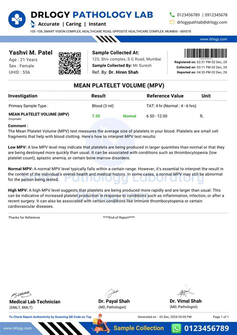 MPV Blood Test: Normal Range, Result, Interpretation | Drlogy