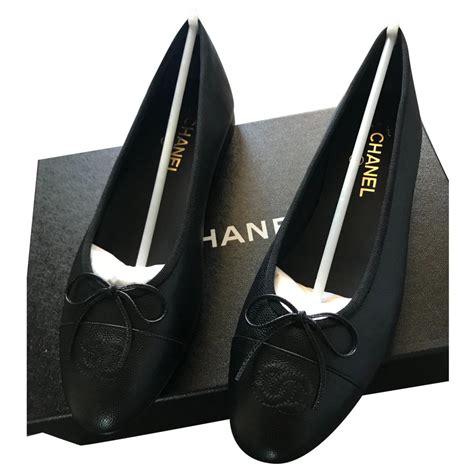 CHANEL BALLET FLATS BALLERINA NEW CAVIAR LEATHER Black ref.124276 ...