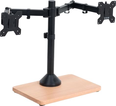 Amazon.com: VIVO Freestanding Dual Monitor Stand with Solid Wood Base ...