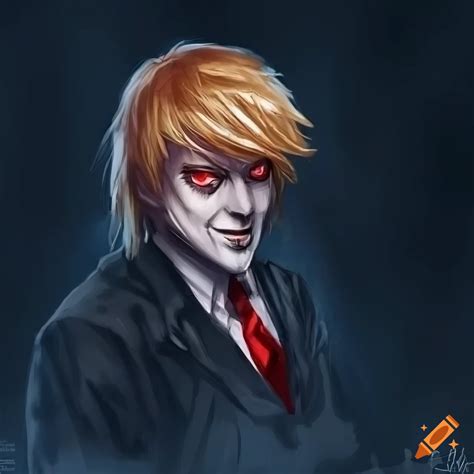 Illustration of Donald Trump inspired by Death Note on Craiyon