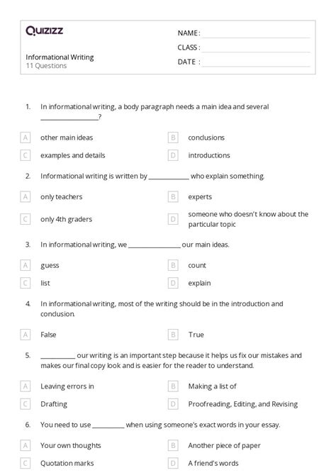 Informative Writing Worksheets 的图像结果