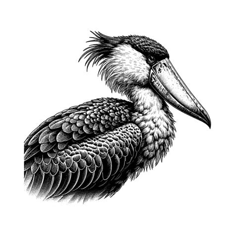 Shoebill stork hand drawing coloring page and outline vector design ...