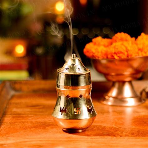 Buy Antique Brass Kapoor Fumer Online in India - Mypoojabox.in