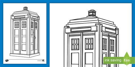 Police Box Colouring Page