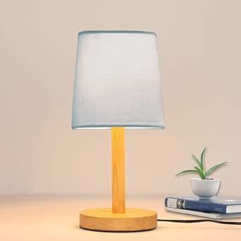 Buy Homesake Pinewood Table Lamps For Nightstand, Fabric Linen ...