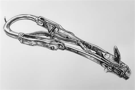 Eine detaillierte Bleistiftzeichnung, die das Bild einer Schere mit ...