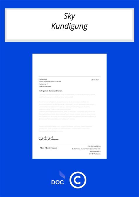 Sky Kündigung Vorlage Word