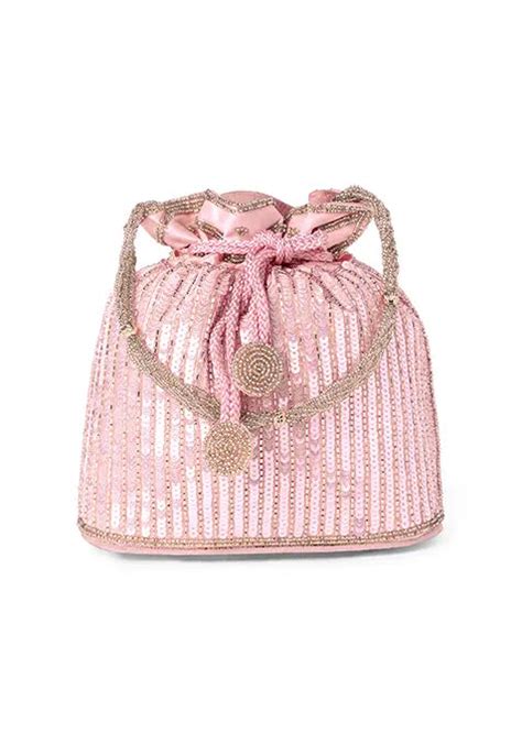 Indya Peach Sequin Embroidered Potli– Vvalyou