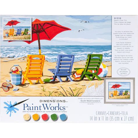 Buy Dimensions Beach Chair Trio Paint by Numbers for Adults, 14'' W x ...