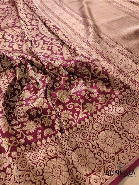 Shop Maroon Heritage Brocade Handloom Pure Katan Silk Banarasi Saree ...