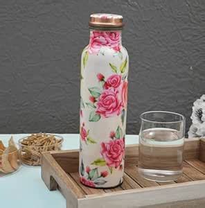 OGGN Pink Floral Printed Copper Water Bottle, Durable & Rust Proof ...