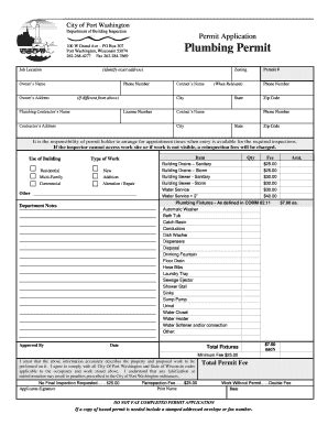 Fillable Online Permit Application Plumbing Permit - Official Website ...