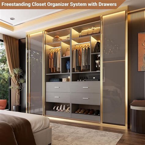 Homieasy Freestanding 24" Closet System with 2 Wood Drawers, 2FT Small ...