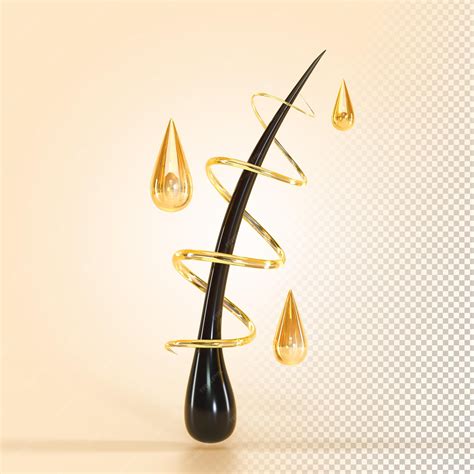 Hair follicle oil cosmetics with spiral and drops gold liquid keratin ...