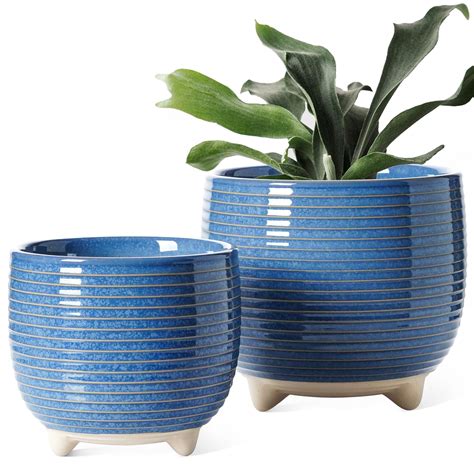 "BEMAY Modern Large Ceramic Flower Pots, 6.4"" & 5.1"" Indoor Planters ...