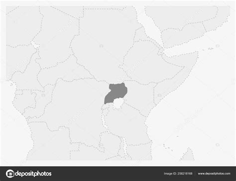Map of Africa with highlighted Uganda map Stock Vector by ©boldg 258218168
