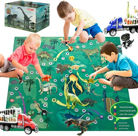 Buy 2 Pack Dinosaur Toy Truck Carriers with 14pcs Plastic Dinosaur ...