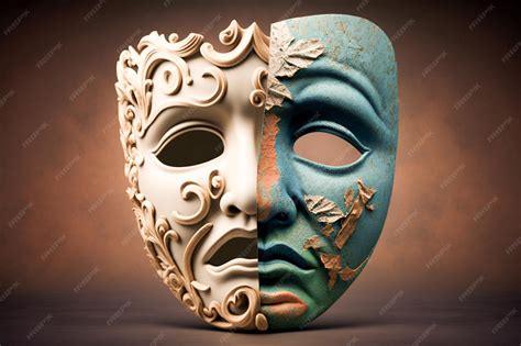Premium Photo | A theatre mask with one half depicting tragedy and the ...