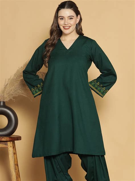 BottleGreen Acrylic Kurti - Sitara l Sizes Upto 8XL l Plus Size l LDU