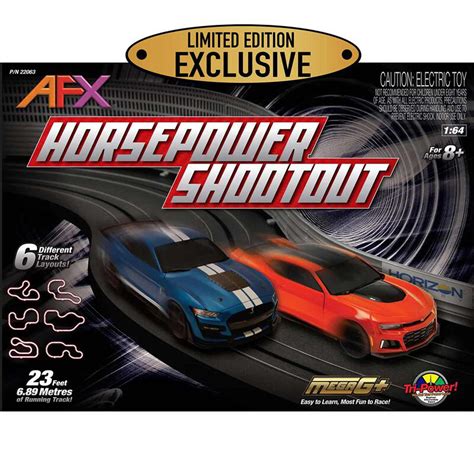 AFX HO Electric Slot Cars, Horsepower Shootout Set, Super Hugger Chassis, 35% Lighter - Walmart.com
