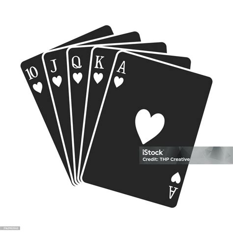Vetores de Royal Flush Hearts Playing Cards Mão Silhueta Vector e mais ...