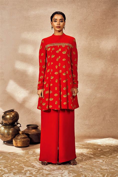 Red Trinkets Tunic Set – House Of Masaba