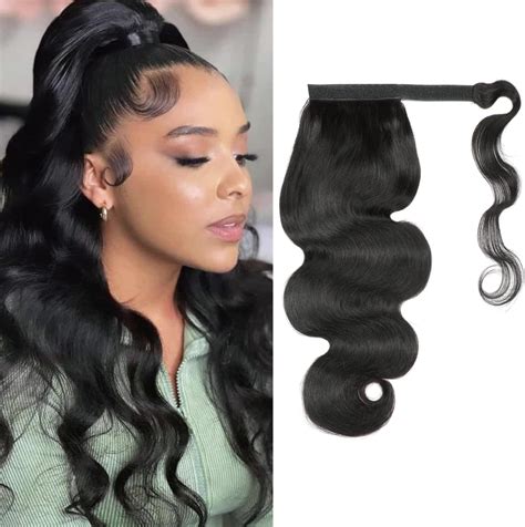 Amazon.com : Kinky Curly Human Hair Ponytail Extension Drawstring ...
