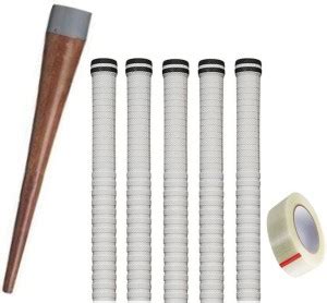 R45 Set of 5 Cricket Bat White grip (XR3) + one wooden cone (gripper ...