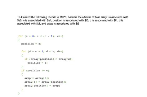 Image result for How to Convert C Code to MIPS Code with Array