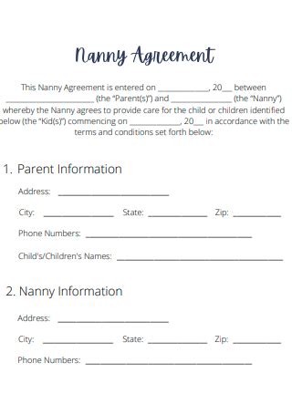 15+ FREE Nanny Agreement Samples to Download