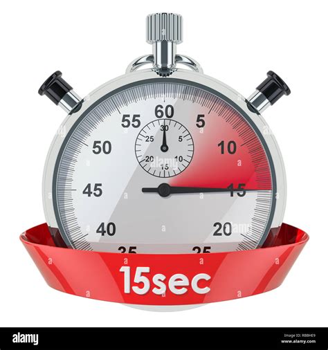 Stopwatch with 15 seconds timer. 3D rendering isolated on white ...