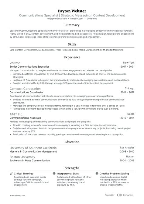 10 Communications Specialist Resume Examples & Guide for 2026