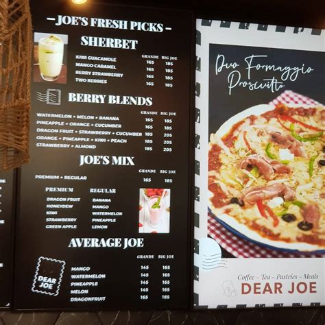 Menu at Dear Joe Coffee & Juice, Santa Rosa, Ground Level