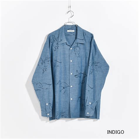 (241OJ-SH03)OLD JOE(オールドジョー)ORIGINAL PRINTED OPEN COLLAR SHIRTSDRAWING ...