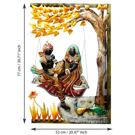 Lord Krishna with Radha on Swing Under Tree Handcrafted Iron Wall ...