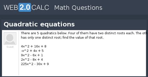 View question - Quadratic equations