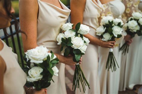 White wedding flowers, Wedding bridesmaid bouquets, White rose wedding ...