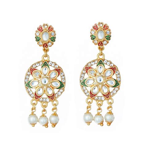 Meira Jewellery Multi Color Mina and Kundan work pearl Rani haar for women.