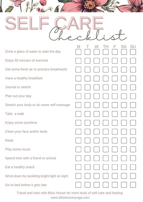 Self care daily checklist – Artofit