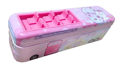 TECHNOCHITRA Bus Pencil Box for Kids – Double Layer Metal Pencil Case ...