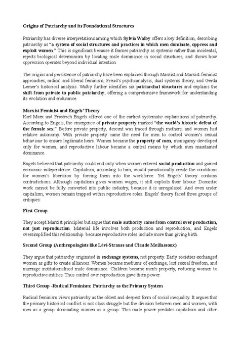 Origins of Patriarchy: A Comprehensive Analysis of Structures and ...