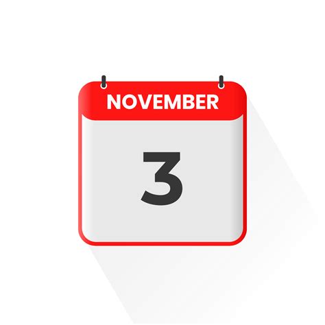 3rd November calendar icon. November 3 calendar Date Month icon vector ...