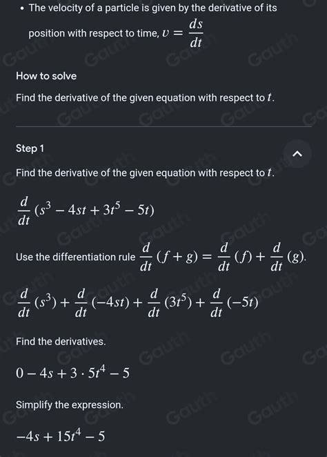 Solved: The position of a particle at time t is given by s. Find the ...