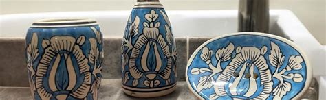 Old Edge 3-Piece Ceramic Soap Dispenser Set – Hand-Painted Mughal ...